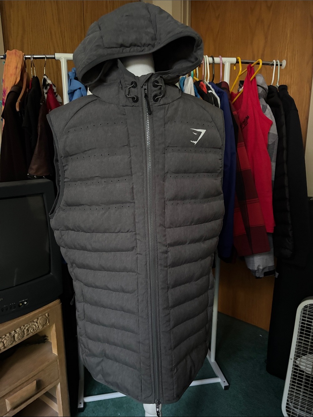 Gymshark Charcoal Hooded Puffer Vest